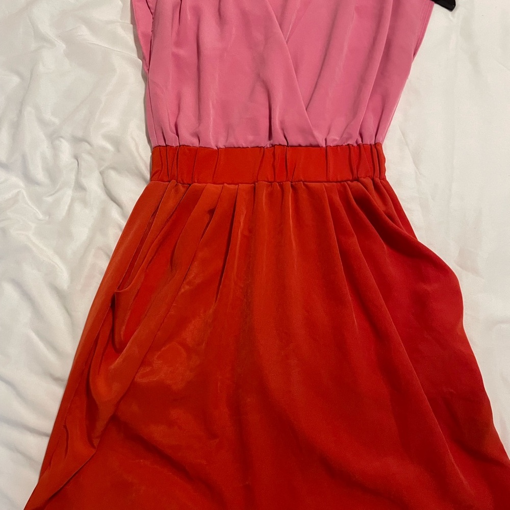 Pink and Red Sleeveless Dress